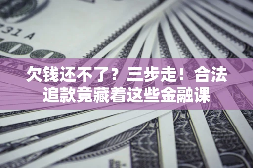 武汉欠钱还不了？三步走！合法追款竟藏着这些金融课